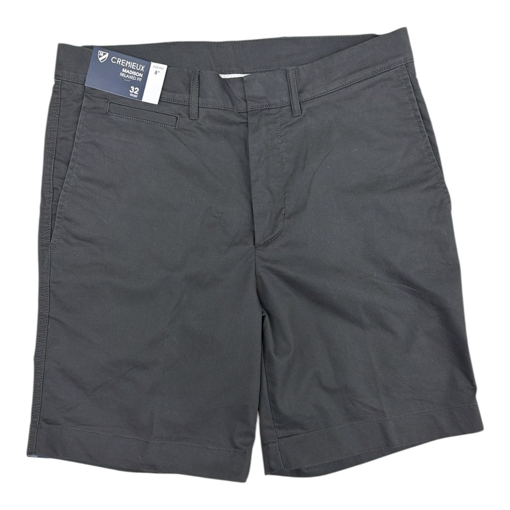 Cremieux Madison Mens Chino Shorts Size 32W Dk Gray Comfort 8" Inseam NWT